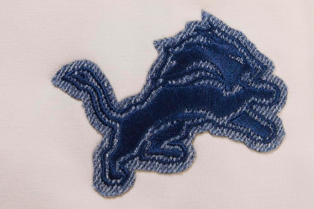 imagePro Standard Womens NFL Detroit Lions Varsity Blues Short Sleeve Boxy Tee Linen S