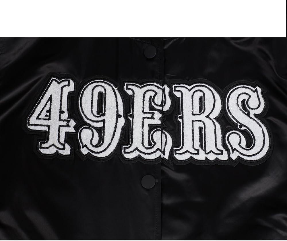 imagePro Standard Womens NFL San Francisco 49ers Pearls Satin Jacket Black XS