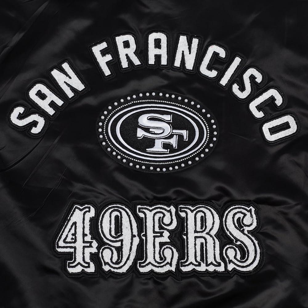 imagePro Standard Womens NFL San Francisco 49ers Pearls Satin Jacket Black XS