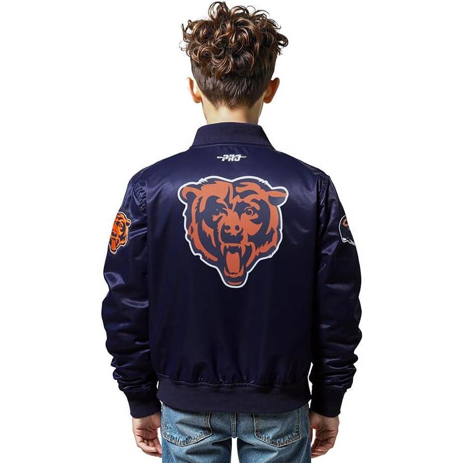 imagePro Standard Little Boys NFL Classic Chenille Satin JacketMidnight Navy