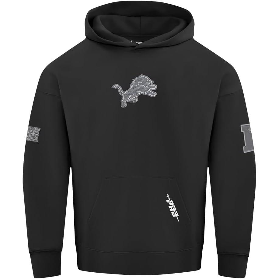 imagePro Standard Mens NFL Detroit Lions Reverse French Terry Pull Over Hoodie Black XL
