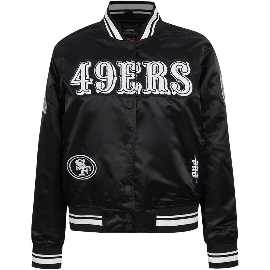 imagePro Standard Womens NFL San Francisco 49ers Pearls Satin Jacket Black XS