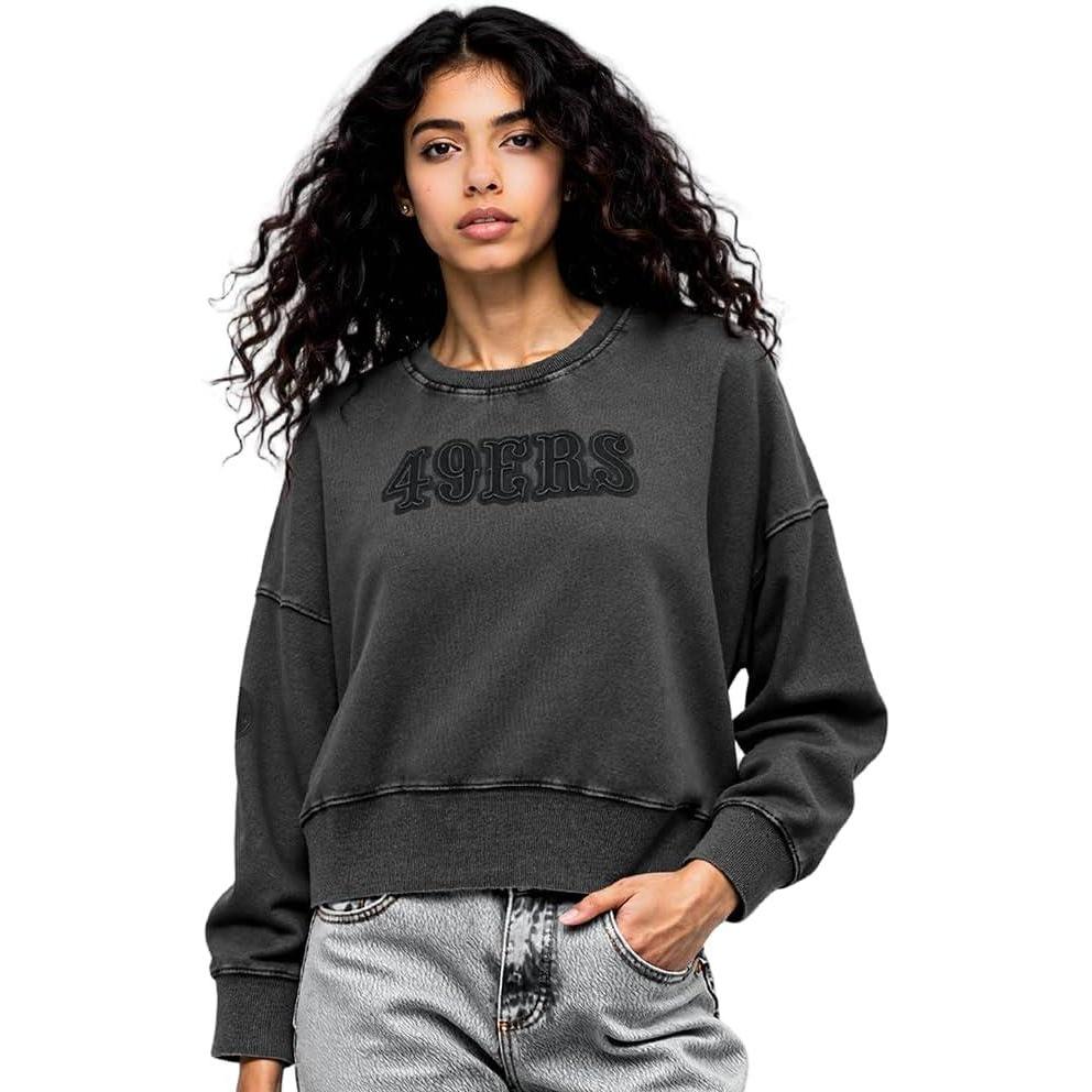 imagePro Standard Womens NFL Washed Classic Crewneck SweatshirtWashed Black
