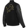 NFL DETROIT LIONS BLACK & GOLD MEN’S WOOL VARSITY JACKET (JET BLACK)(Black)
