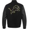 NFL DETROIT LIONS BLACK & GOLD MEN’S WOOL VARSITY JACKET (JET BLACK)(Black)
