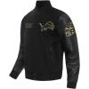 NFL DETROIT LIONS BLACK & GOLD MEN’S WOOL VARSITY JACKET (JET BLACK)(Black)