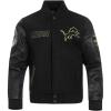 NFL DETROIT LIONS BLACK & GOLD MEN’S WOOL VARSITY JACKET (JET BLACK)(Black)