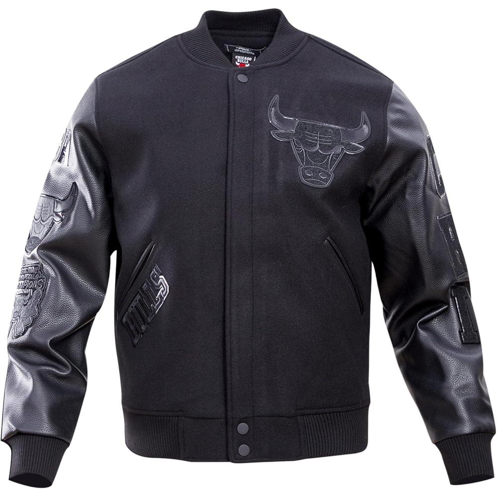 imagePro Standard Mens NBA Classic Triple Black Varsity JacketBlack