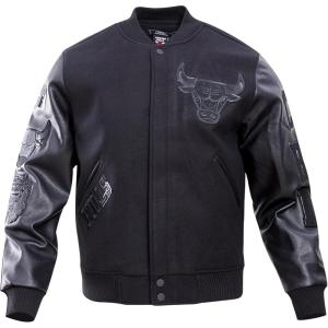 Pro Standard Mens NBA Classic Triple Black Varsity Jacket(Black)