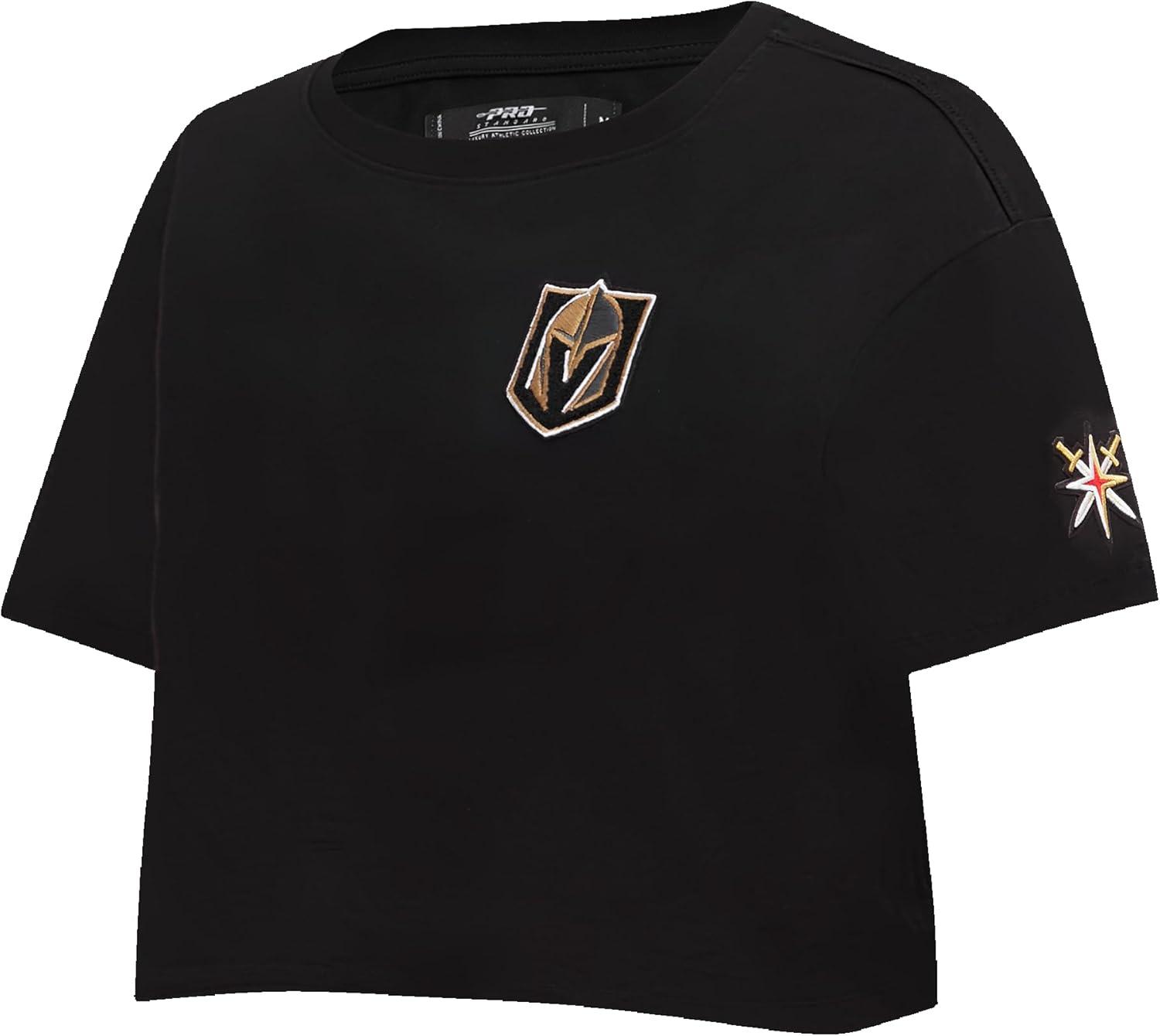 imagePro Standard NHL Womens Womens NHL Classic Chenille Cotton Short Sleeve Boxy TeeBlack