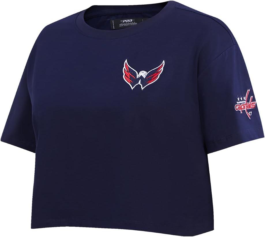 imagePro Standard NHL Womens Womens NHL Classic Chenille Cotton Short Sleeve Boxy TeeMidnight Navy