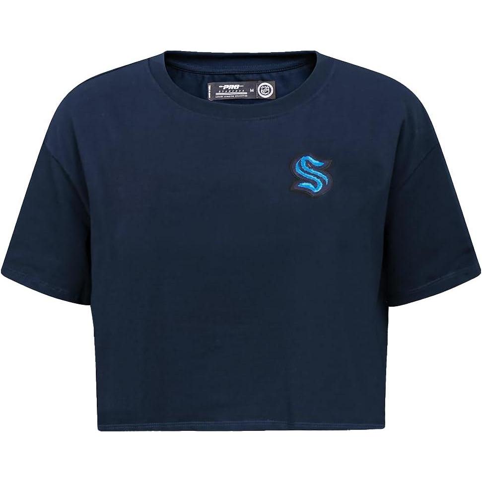 imagePro Standard NHL Womens Womens NHL Classic Chenille Cotton Short Sleeve Boxy TeeMidnight Navy