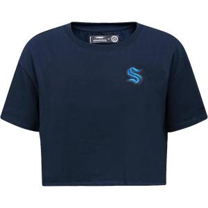 Pro Standard NHL Womens Womens NHL Classic Chenille Cotton Short Sleeve Boxy Tee(Midnight Navy)