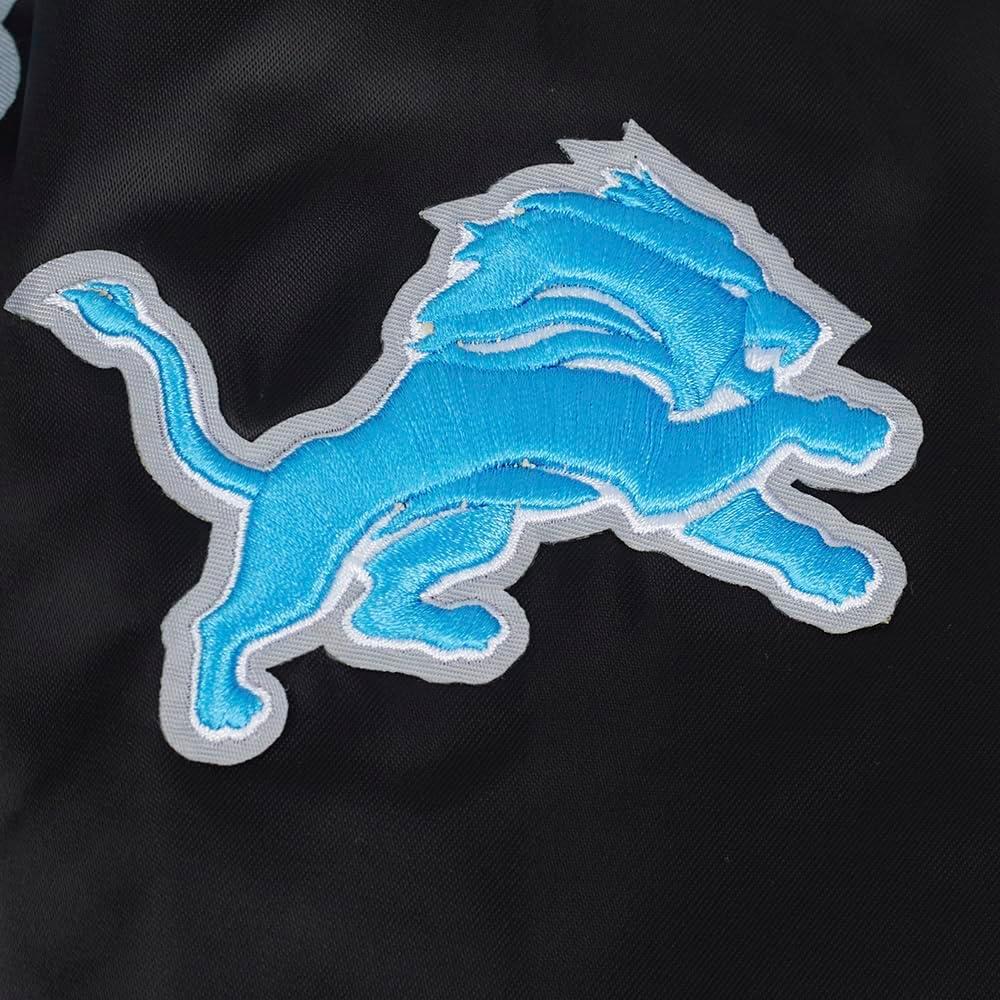 imagePro Standard Womens NFL Detroit Lions Classic Chenille Satin Jacket Black L