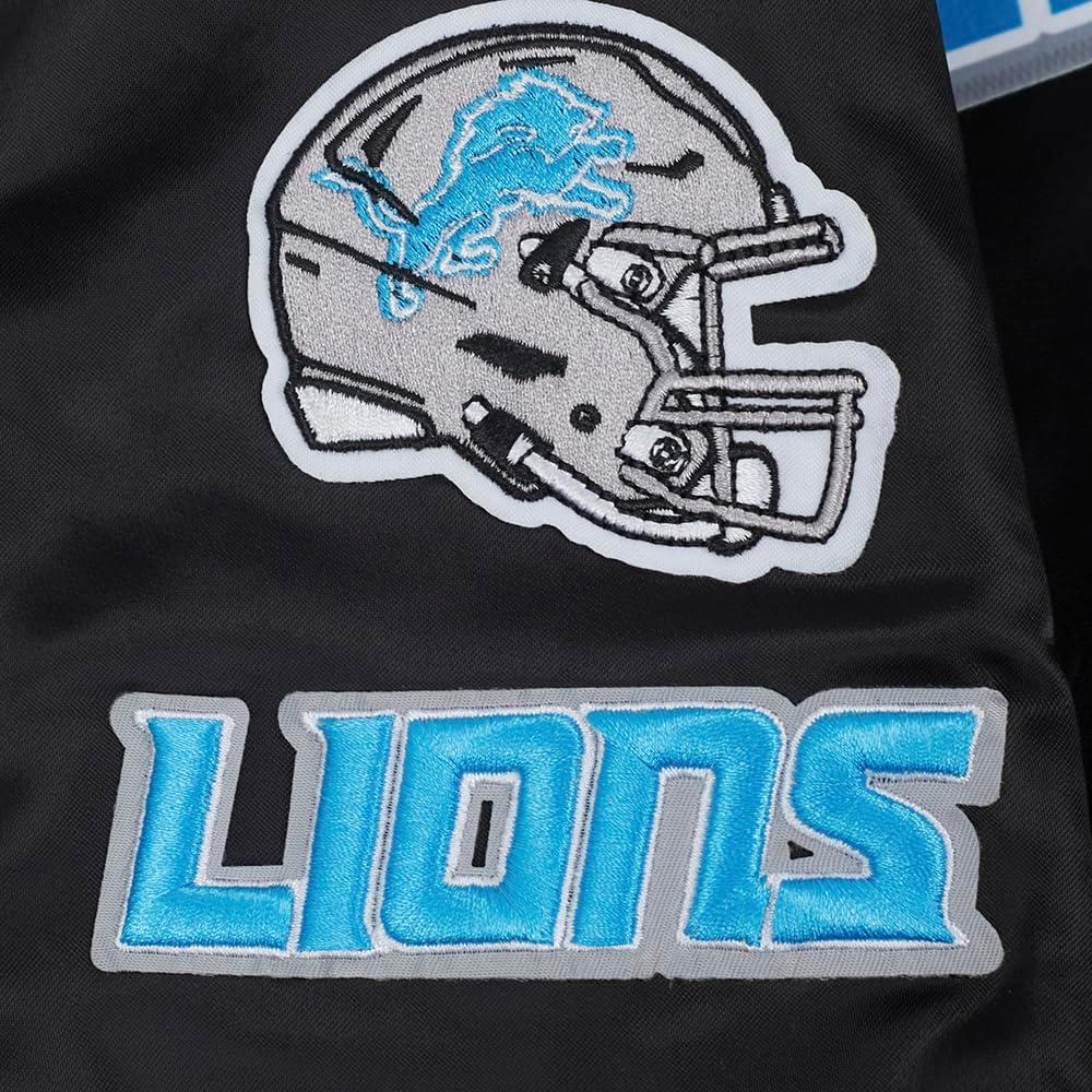imagePro Standard Womens NFL Detroit Lions Classic Chenille Satin Jacket Black L