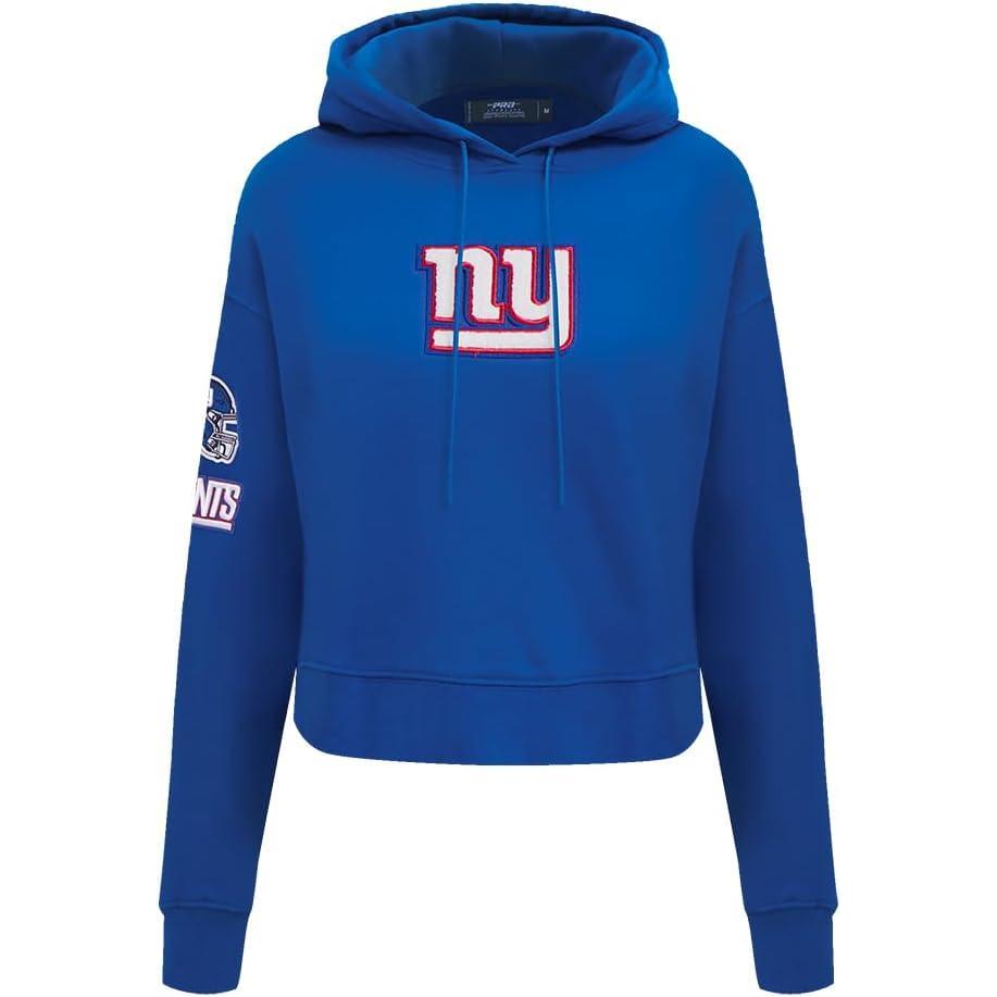 imagePro Standard Womens NFL Classic Chenille Brushed Back French Terry Cropped Pullover HoodieDodger Blue