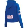 Pro Standard Womens NFL Classic Chenille Brushed Back French Terry Cropped Pullover Hoodie(Dodger Blue)