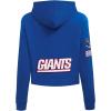 Pro Standard Womens NFL Classic Chenille Brushed Back French Terry Cropped Pullover Hoodie(Dodger Blue)
