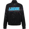 Pro Standard Womens NFL Detroit Lions Classic Chenille Satin Jacket Black L
