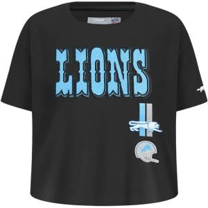 Retro Detroit Lions Classic Boxy Tee for Women by Pro Standard(Black)