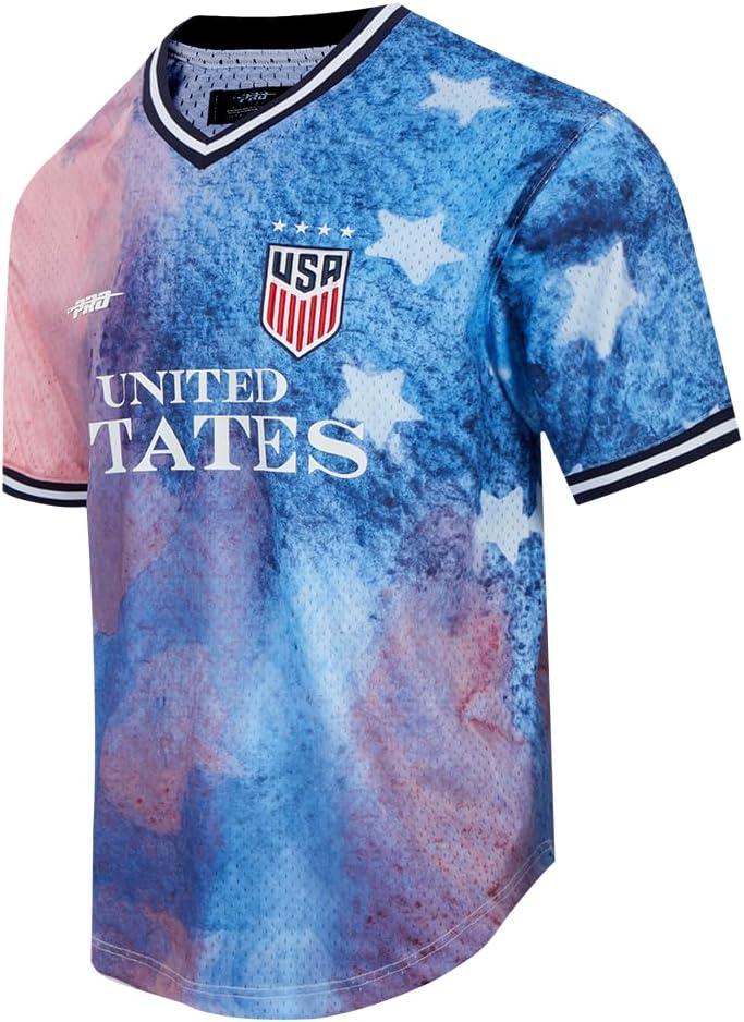 imagePro Standard Mens USSF US Soccer Sublimated Mesh Short Sleeve Mesh Top RedWhiteBlue L