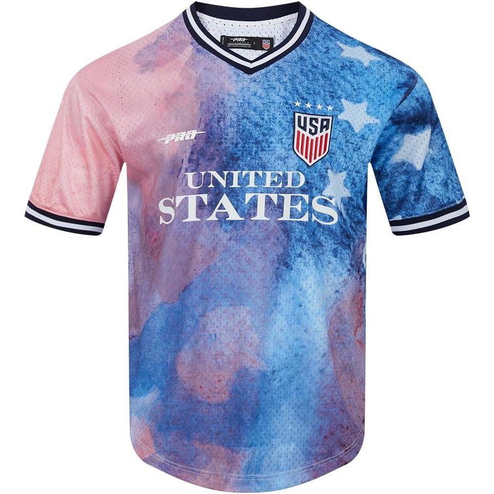 imagePro Standard Mens USSF US Soccer Sublimated Mesh Short Sleeve Mesh Top RedWhiteBlue L