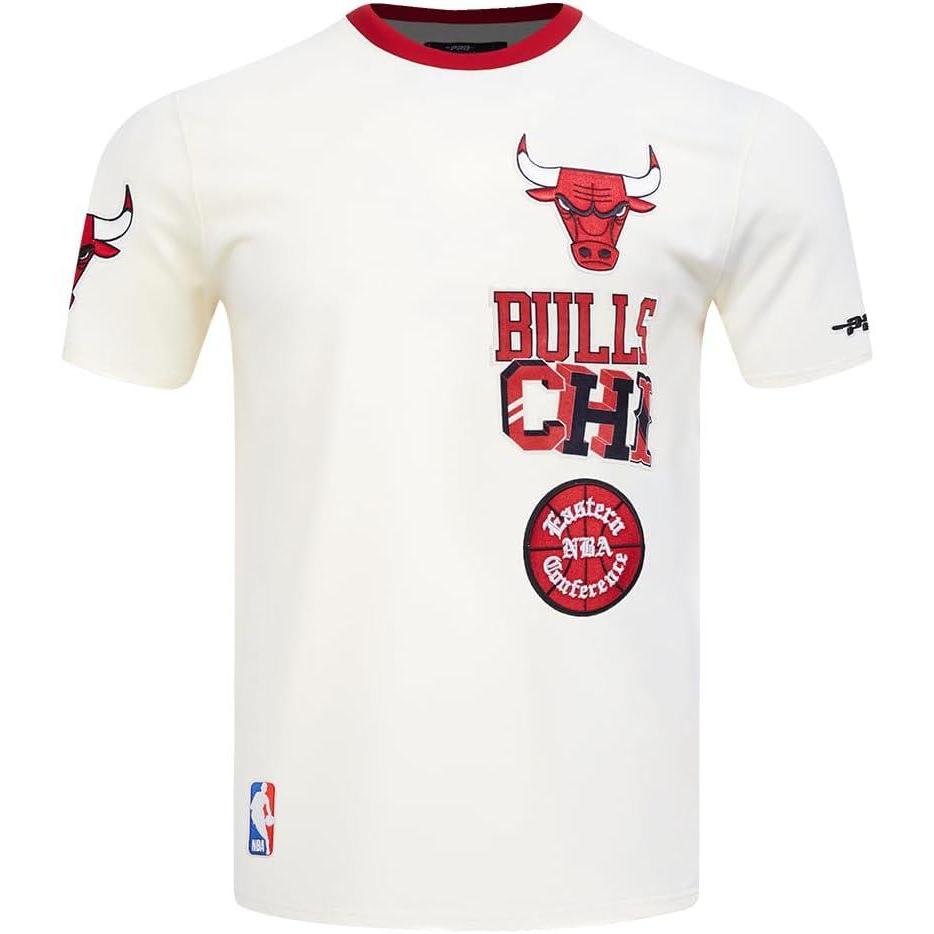 imagePro Standard NBA Mens Mens NBA Retro Cascade Cotton Short Sleeve TeeEggshell Red