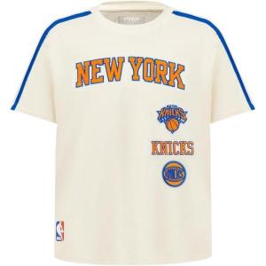 Pro Standard Big Boys NBA New York Knicks Retro Classics Short Sleeve Taping Tee Eggshell/Royal Blue L