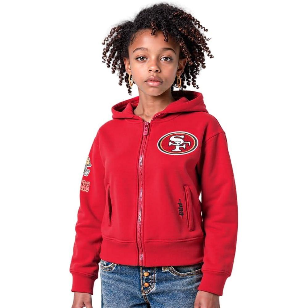imagePro Standard Big Girls NFL Classic Essentials Full Zip HoodieRed
