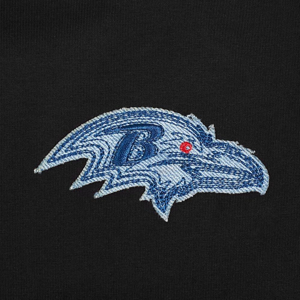 imagePro Standard Womens NFL Baltimore Ravens Varsity Blues Short Sleeve Boxy Tee Black XS