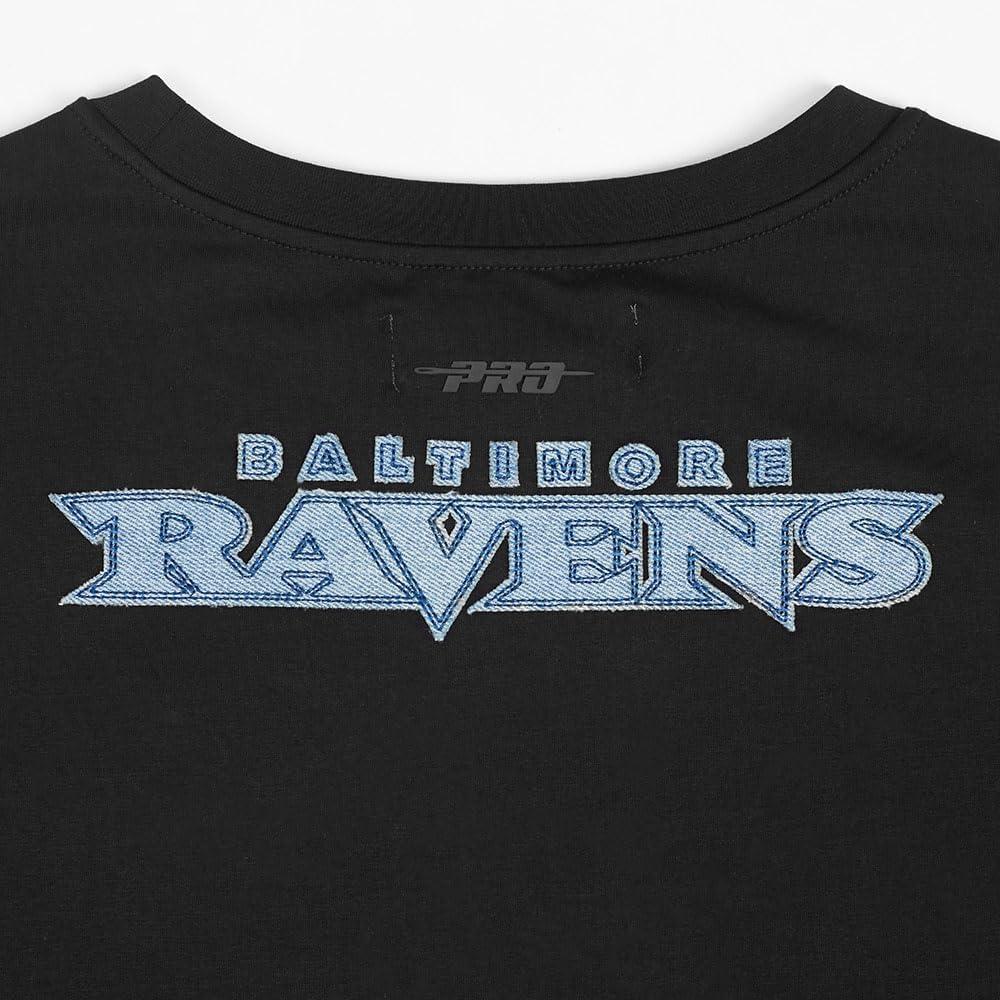 imagePro Standard Womens NFL Baltimore Ravens Varsity Blues Short Sleeve Boxy Tee Black XS