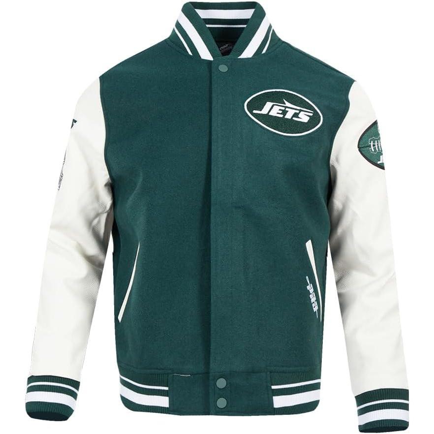 imagePro Standard Mens NFL Old English Varsity JacketForest GreenWhite