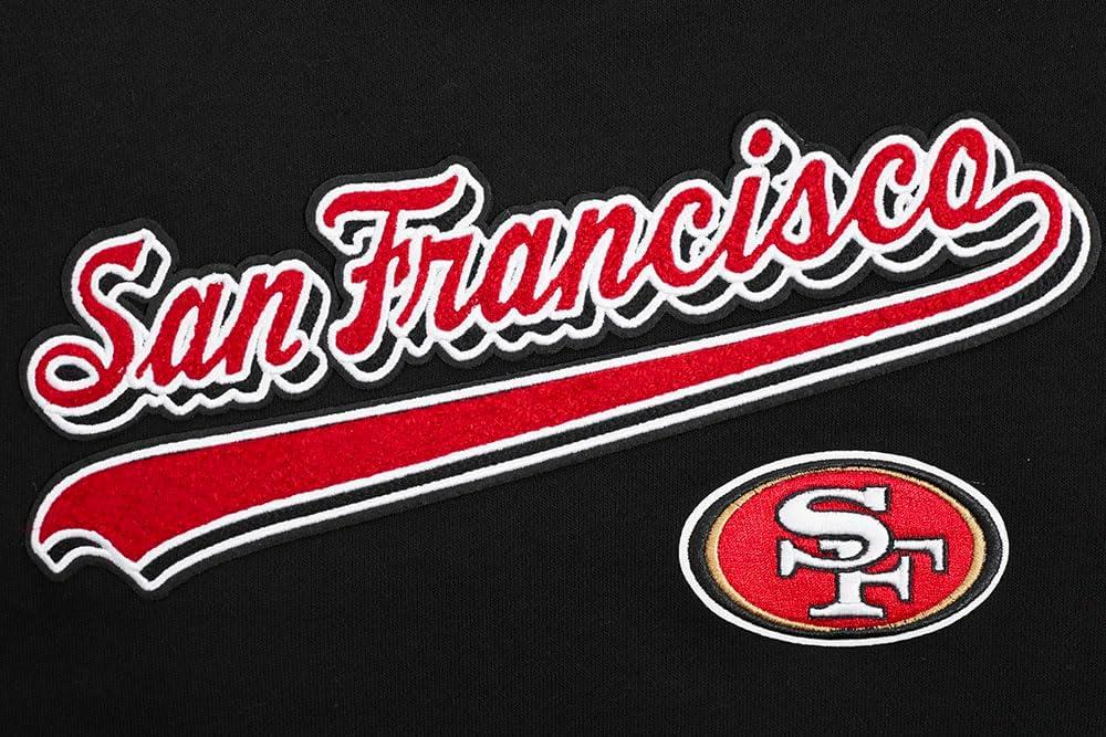 imagePro Standard Womens NFL Script Tail Brushed Back French Terry Cropped Pullover HoodieBlackRedBlack