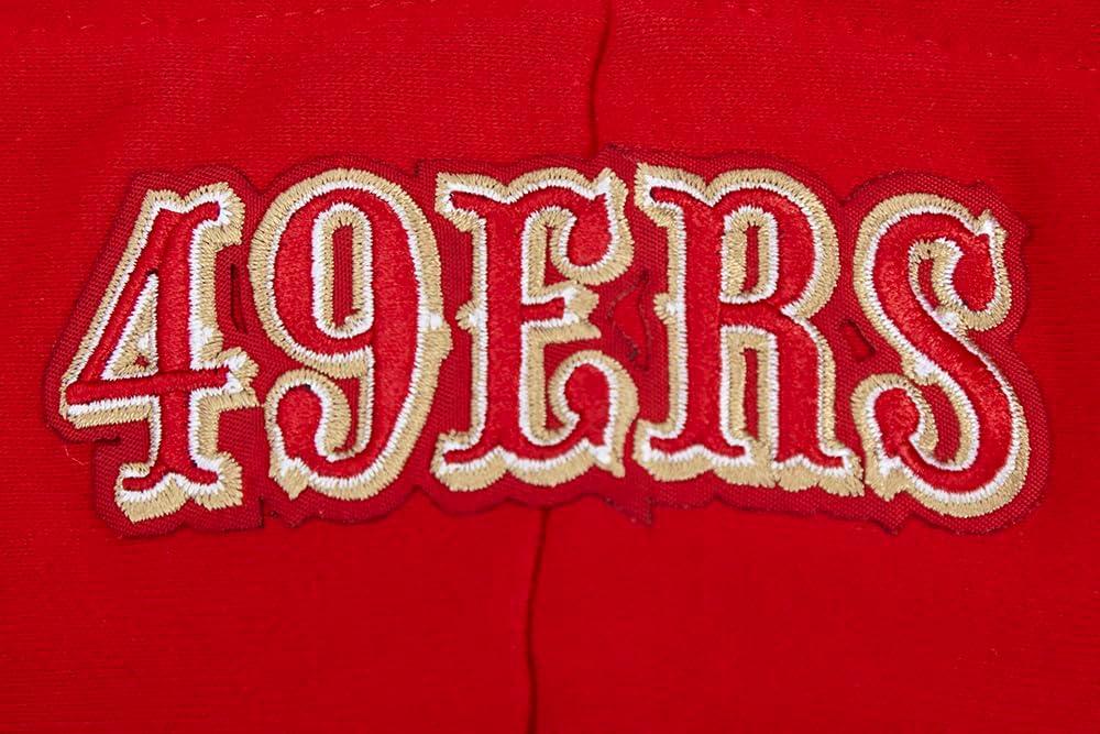 imagePro Standard Womens NFL Script Tail Brushed Back French Terry Cropped Pullover HoodieRedBlack