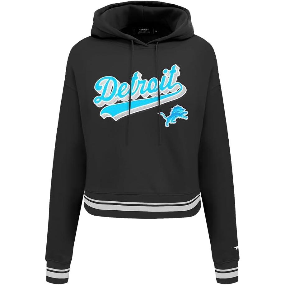 imagePro Standard Womens NFL Script Tail Brushed Back French Terry Cropped Pullover HoodieBlack