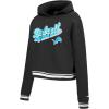 Pro Standard Womens NFL Script Tail Brushed Back French Terry Cropped Pullover Hoodie(Black)