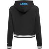 Pro Standard Womens NFL Script Tail Brushed Back French Terry Cropped Pullover Hoodie(Black)