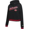 Pro Standard Womens NFL Script Tail Brushed Back French Terry Cropped Pullover Hoodie(Black/Red/Black)