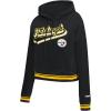 Pro Standard Womens NFL Script Tail Brushed Back French Terry Cropped Pullover Hoodie(Black/Yellow)