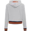 Pro Standard Womens NFL Script Tail Brushed Back French Terry Cropped Pullover Hoodie(Heather Grey/Midnight Navy/Orange)