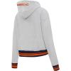 Pro Standard Womens NFL Script Tail Brushed Back French Terry Cropped Pullover Hoodie(Heather Grey/Midnight Navy/Orange)