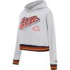Pro Standard Womens NFL Script Tail Brushed Back French Terry Cropped Pullover Hoodie(Heather Grey/Midnight Navy/Orange)