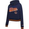 Pro Standard Womens NFL Script Tail Brushed Back French Terry Cropped Pullover Hoodie(Midnight Navy/Orange/Midnight Navy)