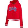 Pro Standard Womens NFL Script Tail Brushed Back French Terry Cropped Pullover Hoodie(Red)