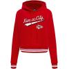 Pro Standard Womens NFL Script Tail Brushed Back French Terry Cropped Pullover Hoodie(Red)