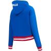 Pro Standard Womens NFL Script Tail Brushed Back French Terry Cropped Pullover Hoodie(Royal Blue/Red)