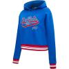 Pro Standard Womens NFL Script Tail Brushed Back French Terry Cropped Pullover Hoodie(Royal Blue/Red)