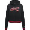 Pro Standard Womens NFL Script Tail Brushed Back French Terry Cropped Pullover Hoodie(Black/Red/Black)