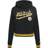 Pro Standard Womens NFL Script Tail Brushed Back French Terry Cropped Pullover Hoodie(Black/Yellow)