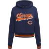 Pro Standard Womens NFL Script Tail Brushed Back French Terry Cropped Pullover Hoodie(Midnight Navy/Orange/Midnight Navy)
